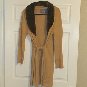 Fur Collar Cardigan Sweater